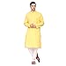 ITOS365 Men Cotton Blend Kurta Pyjama Set Party Fashion Regular Ethinic Wear Indian Dress Yellow XS