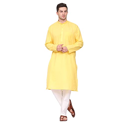 Image of ITOS365 Men Cotton Blend Kurta Pyjama Set Party Fashion Regular Ethinic Wear Indian Dress Gift for Men