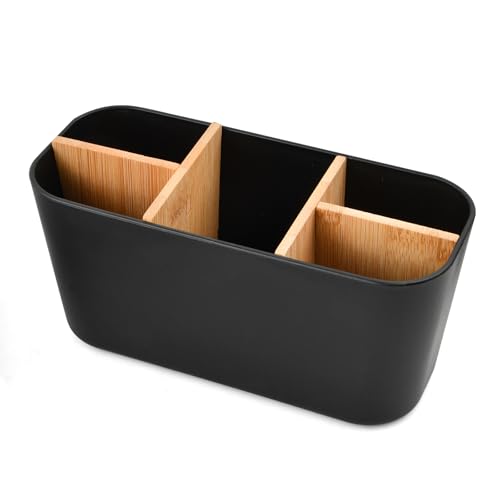 Dewocke Zahnbürstenhalter aus Kunststoff, 5-Fächer Badezimmer Organizer, Zahnbürstenständer mit Abnehmbaren Trennwänden, 21 x 9 x 10cm, für Bürobedarf und Badezimmer-Accessoires