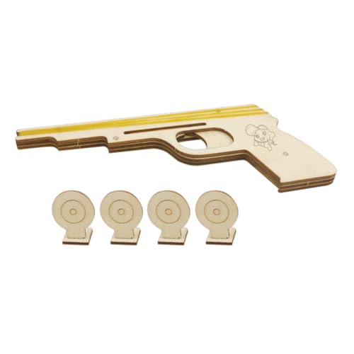 HOMOCONO Pistolet à Élastique en Bois Classique pour Garçons et Garçon et Filles, Lance-élastiques en Bois Solide, pour Jeux en Intérieur et Extérieur,...