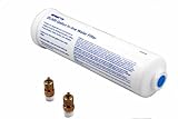 Watts Premier 20,000 Gallon Inline Water Filter with Two 1/4' Brass Connectors for Refrigerator, Ice Maker, RV, Camper, Water Cooler, Fountain, Reduces Bad Taste, Odors, Chlorine and Sediment