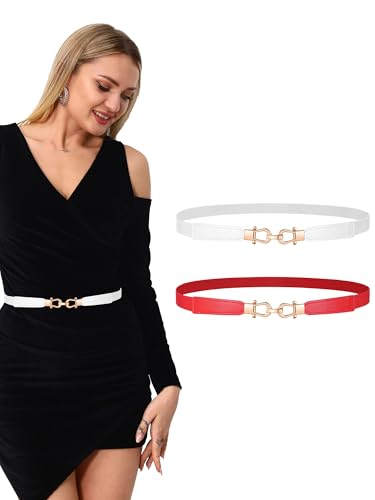 onenine Stretchy Elastic Belts for Women - Thin Waist Belts for Dress