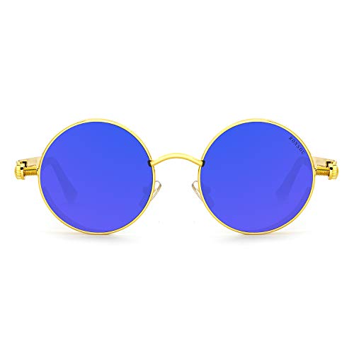 Image of RONSOU Steampunk Style Round Vintage Polarized Sunglasses Retro Eyewear UV400 Protection Matel Frame