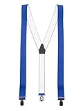 shenky Hosenträger | 3er Clips | 3,5cm Breite | verstellbar | Basic | Y-Form | elastisch | für Oktoberfest Fassnacht Karneval Hochzeit Skihosen | Damen & Herren | Skihosenträger | Royalblau