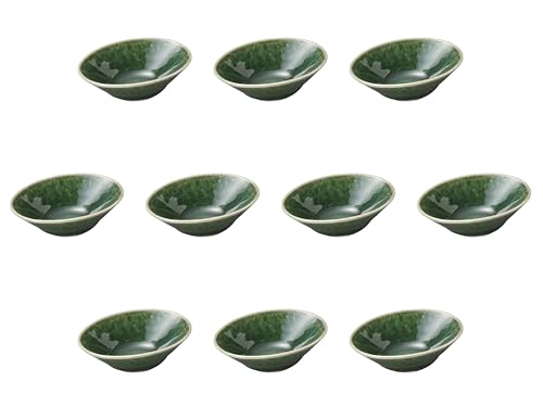 Set of 10 Neri Matcha Stone Grain 2.7 Oval Pot, 3.2 x 2.5 x 0.9 inches (8.1 x 6.3 x 2.4 cm) | Delicacy Setomonohonpo