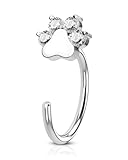 COCHARM G23 Titanium Dog Paw Print Hoop Nose Rings 20g Half Hoop largeNose Ring Nose Piercing for Women Man Silver Paw Nose Hoop 8mm Hoop Nose Jewelry 20 Gauge Nose Earrings