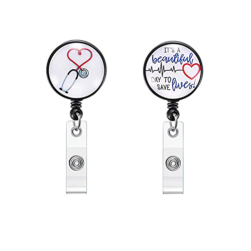 2 Pièces Porte Badge Enrouleur Infirmiere, Rétractable Clip, Porte-Badge Rétractable, Porte Badges Rétractables Avec Pince Crocodile, pour Infirmières, Étudiants, Bénévoles, Cols Blancs(2 Modèles) Cover