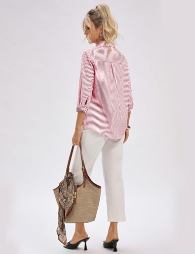 Image of LOMON 3 /4 Length Sleeve Womens Tops Dressy V Neck Collared Shirts Trendy Business Casual Work Blouses Vacation Outfits 2026