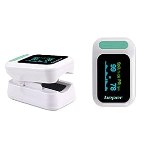 BEPER P303MED050 Saturimetro Da Dito, Ossimetro, Pulsossimetro Saturazione Ossigeno (spo2), Frequenza Del Polso (pr), Display Led, A Batteria