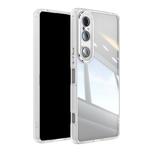 Xperia 1 VIII Xperia 10 VIII�p�̃P�[�X TPU+PC�f�ޏՌ��z�� �����h�~ ���� �N���A�P�[�X �w�ʃJ�o�[ CASE �����K���X�t��(�N���A�z���C�g)