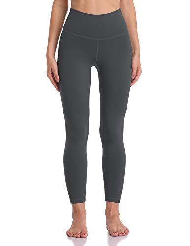 Yunoga Women's Soft High Waisted Yoga Pants Tummy Control Ankle Length Leggings (S, Charcoal Grey) #TOP1