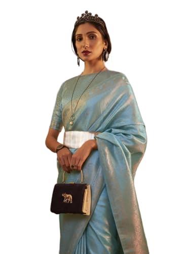 Image of SWORNOF Women's Banarasi silk Saree With Unstitched Blouse Piece