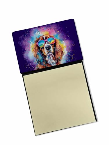 Caroline's Treasures Cavalier Spaniel Hippie Dawg Sticky Note Holder Refillable Dispenser Self-Sticky Note Pads, Memo Pads Blank Desk Accessories