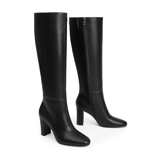 Image of Modatope Knee High Boots for Women Chunky Heel Rounded Toe Tall Boots