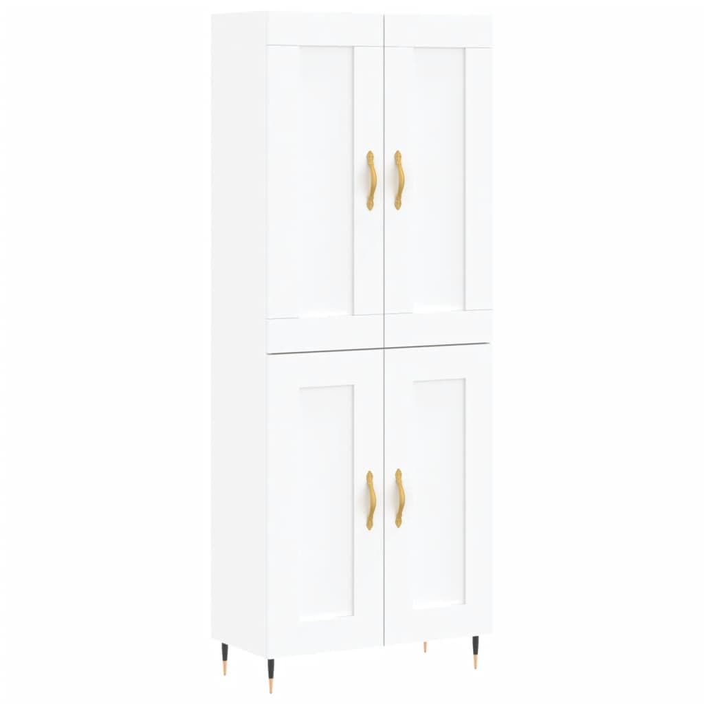 Highboard - Armario de madera (69,5 x 34 x 180 cm), color blanco