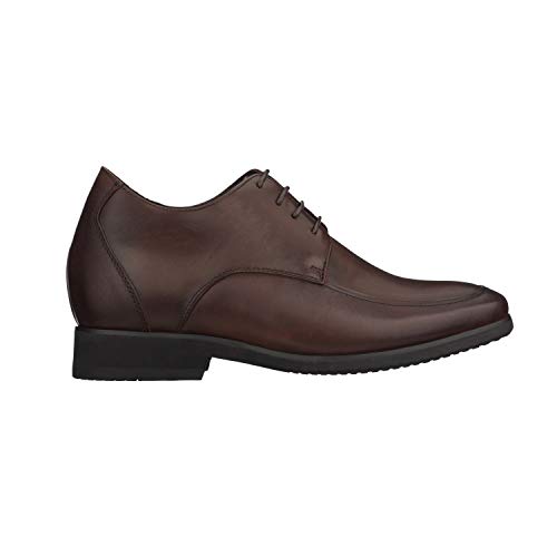 TOTO Men's Invisible Height Increasing Elevator Shoes - Cordovan Dark Brown Premium Leather Lace-up Formal Oxfords - 3.3 Inches Taller - X7101 - Size 12 D(M) US2