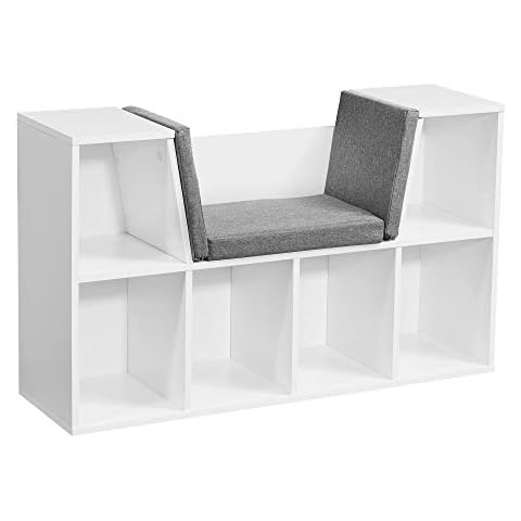 FineBuy Design Regal mit Sitzfläche 101,5 x 61,5 x 30 cm Weiß Matt Cover