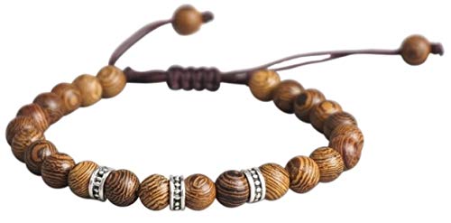 LUCKY BUDDHIST Tibetan Lucky Bracelet - para Hombres y Mujeres - Pulseras Trenzadas de la Amistad - Pulsera Mantra (Madera Marrón Wenge)