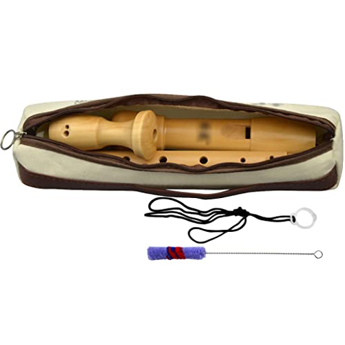 Flûtes à Bec Flûte À Bec Bois Baroque Alto Baroque Adulte À 3 Segments,Flûte 8 Trous Détachable en Érable F Allemand,avec Sac Rangement,Bâton Nettoyage Et Lanière