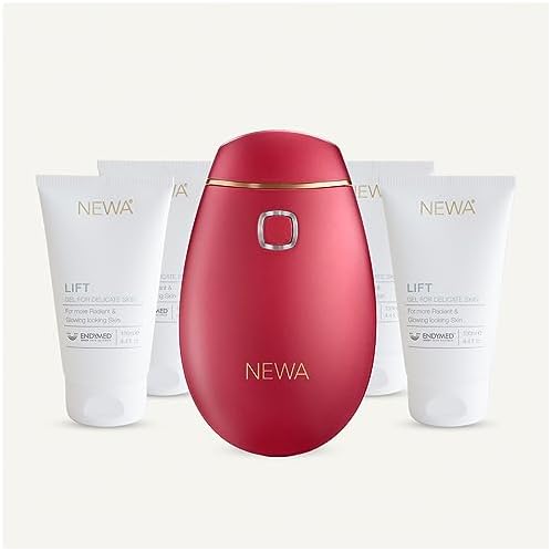 NEWA RF Wrinkle Reduction Device (Plug In) - FDA Cleared skincare tool for facial tightening. Boosts collagen, reduces wrinkles. With 6 months gel supply.