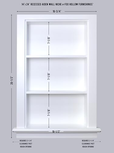 Armario empotrado para medicinas Aiden de 14x24 pulgadas, estante o estantes para baño empotrados en la pared, fabricado en Norteamérica con madera real, sin MDF, diseño sencillo y color blanco miniatura 2