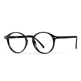 AVDLAB Blue Light Blocking Glasses Round Retro Computer Gaming Glasses Women Men UV Protection AB3303 (Black)