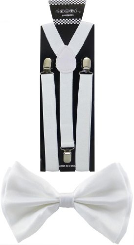 JTC Belt Nice Shades Combo Pack Suspenders & Bow Ties White