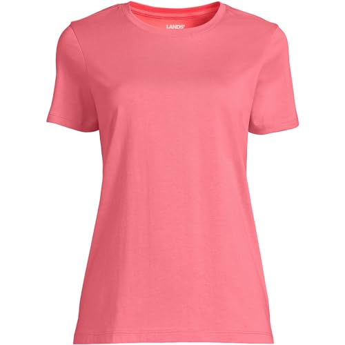 Lands' End Women s SS Relaxed Supima Crew Neck T Shirt Wood Lily Regular X-Large