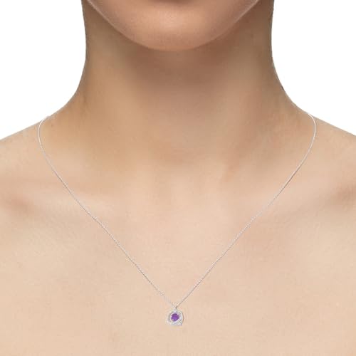 Natural Gemstone with Moissanite Galaxy Round Pendant Necklaces for Women in Silver/18K Yellow/Rose Gold Vermeil, Birthstone Jewelry Gifts for Her Birthday, Wedding, Anniversary, Mothers Day2