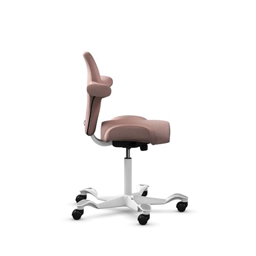 Image of HAG Capisco Sit to Stand Chair-White Frame-Upholstered Pink Blush