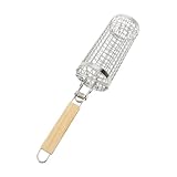 Baxnore Rollbarer Grillkorb aus Edelstahl mit Holzgriff für Camping, Grill, Picknick, Kochen im...