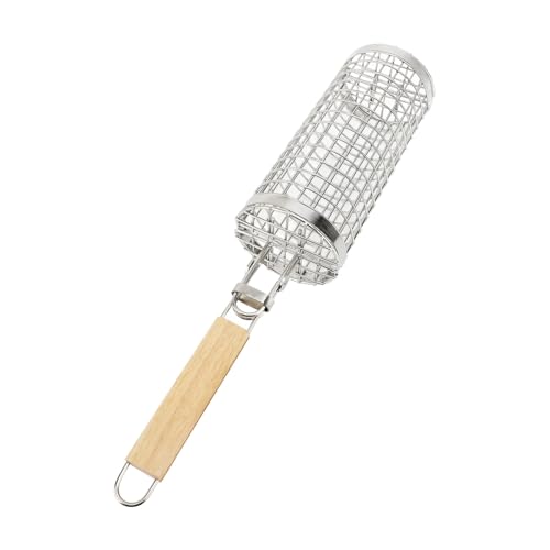 Nesting Parrilla Cesta Rolling Parrilla Cesta Plegable 304 Malla de Acero Inoxidable con Abertura Superior Inferior para Camping Barbacoa Cocina Al Aire Libre