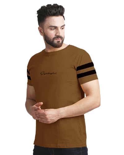 Image of Noble Monk Men Regular Fit T-Shirt | Round Neck | Half Sleeve | Self Design | Casual T Shirt for Men