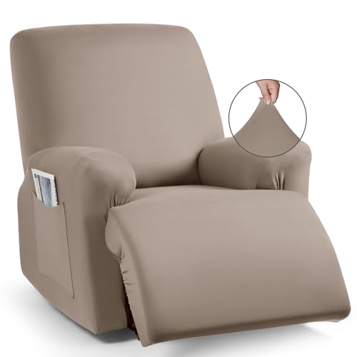 Image of TAOCOCO Recliner Chair Covers 4-Pieces for Oversized Recliner, Stretch Recliner Slipcover for Large Recliners Washable Polyester Soft Fabric Furniture Protector (Oversized Recliner, Khaki)