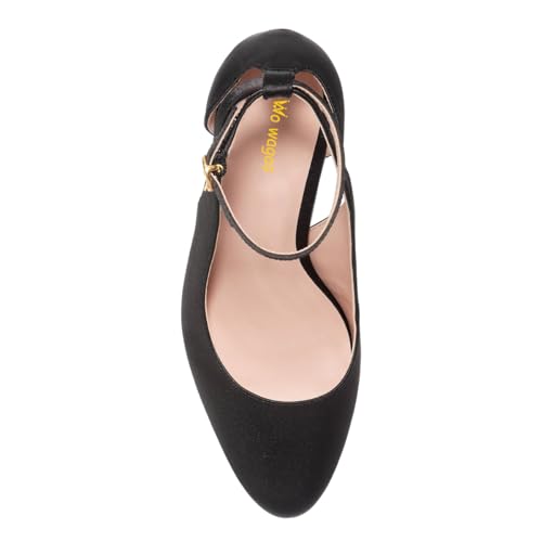 Women’s Ankle Strap Pumps Platform Chunky High Heels Side Cutout Mary Jane Round Toe Buckle Shoes Party Prom Dating Size 4-16 US4