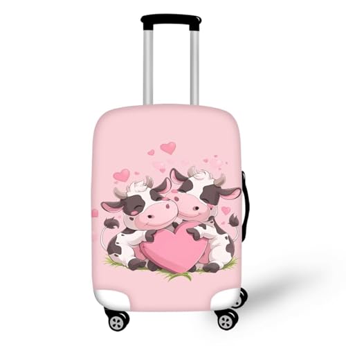 Image of Mumeson Heart Shaped Cow Luggage Cover for Suicase Elastic Suitcase Protectors Protective Zipper Luggage Covers Fit 18-32 Inches Suitcase