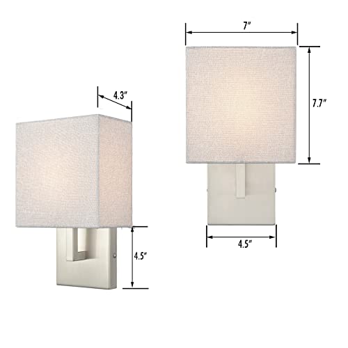 Yubole Wall Sconce Lighitng Brushed Nickel Sconce Linen Wall Light For Bedroom Bathroom Set Of 2 thumb #2