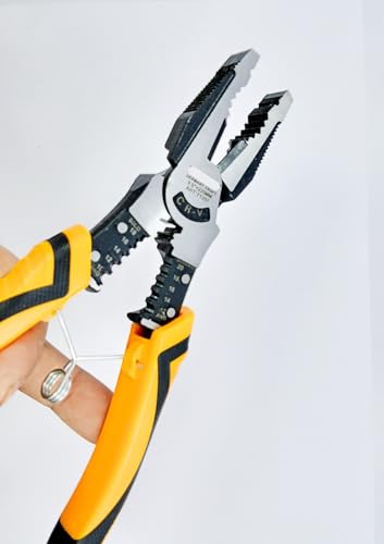 Image of Multi-Function Combination Plier 5-in-1 | Wire Cutter, Stripper & Crimper | Heavy Duty 60CrV Steel Electrical Hand Tool