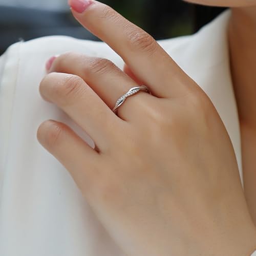 Blocaci 0.25 Carat(ctw) Moissanite Wedding Band Stackable Rings for Women Twisted Infinity Eternity Bands 925 Sterling Silver 10K 14K 18K Gold Promise Ring2
