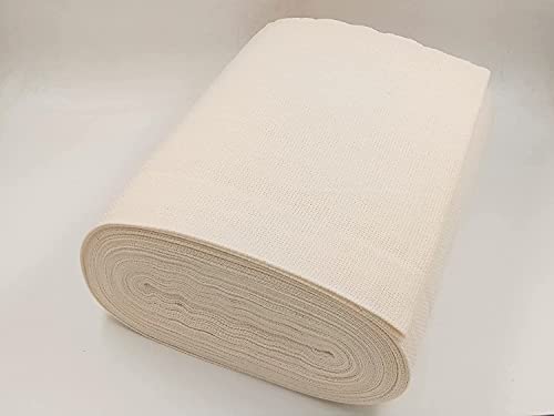 Image of M Fabrics 5 Meters Cream Aida Matty Fabric 8 Count 34 Inch Width | Cotton Cross Stitch Embroidery Cloth Soft Needlework Fabric for Cushion Covers Table Covers Craft Sewing - 5 Meters Cream