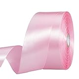 YASEO 1 1/2 Inch Pink Solid Satin Ribbon, 50 Yards Craft Fabric Ribbon for Gift Wrapping Floral Bouquets Wedding Party Decoration