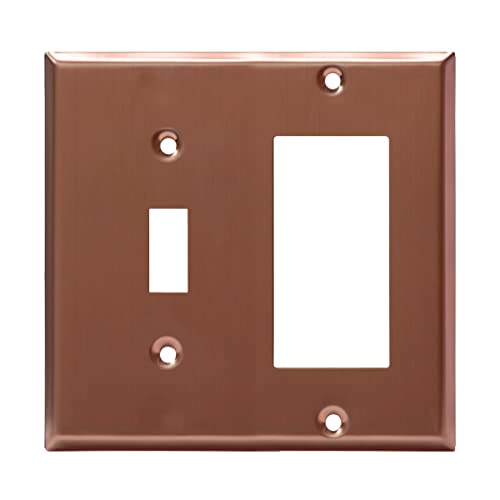 Image of ENERLITES Combination Toggle Switch and Decorator Receptacle Metal Wall Plate, Corrosion-Resistant, Stainless Steel 201, Standard Size 2-Gang 4.50 inch x 4.57 inch, UL Listed, 771131-BRG, Brushed Rose Gold