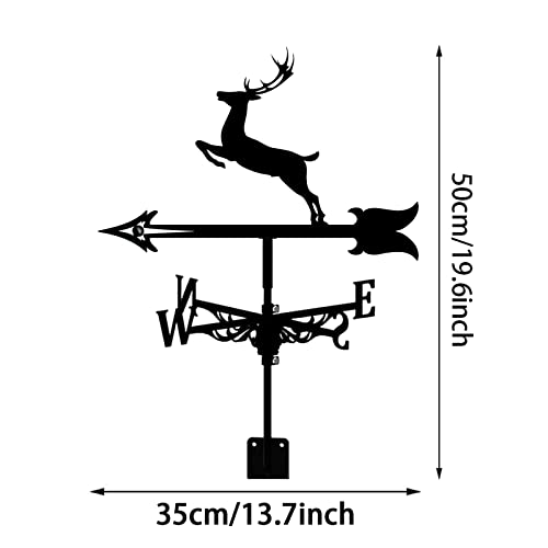 Ydhnb Metal Weathervane Garden Donkey Horse Deer Weather Vane Outdoor Roof Garden Mount Yard Decor Weather Vane, Yard Indicating Wind Direction,Deer #TOP4
