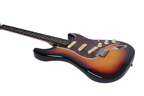 Eko Guitars – Chitarra Elettrica ST‑300, Corpo Pioppo, Manico Acero, Tastiera Laurel, 3 Pickup Single‑Coil, Ponte Tremolo, 22 Tasti, Scala 650 Mm, Colore Sunburst - 3