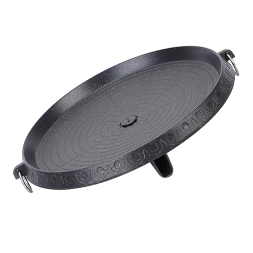 Toyvian Non-Stick BBQ Grill Pan for Beef Steak and Barbecue Baking Heat-Resistant Round Korean-Style BBQ Tray for Gas Stove and Charcoal Grill Lightweight Portable Cooking Plate