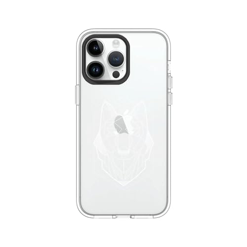 Coque iPhone 14 Pro Max RhinoShield Clear premium design loup géométrique contour noir chic