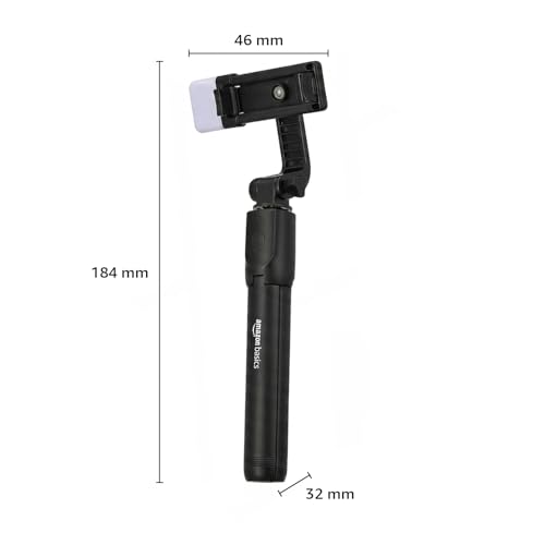 Image of Amazon Basics Extendable Bluetooth-Enabled Selfie Stick /Tripod with Wireless Remote, White Light, 2 Colour Modes, Useful for Selfies, Makeup, Vlogging and Portrait Shots