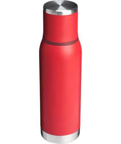 Image of Stanley Adventure-To-Go Vacuum Bottle 25 oz | Wide Mouth with Leakproof Cup Lid | Keep Drinks Hot or Cold | Packable for Travel | Insulated Stainless Steel Thermal Bottle | BPA-Free | Chili Red