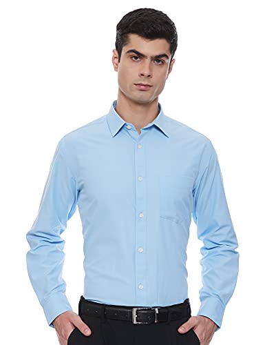 Image of Amazon Brand - Symbol Men's Solid Regular fit Formal Shirt (SFS-01-CARNEL-25567 Lt Blue 42