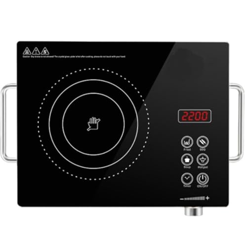 Image of BLUETRAX Classic 2200 Watt Infrared Cooktop with Crystal Glass & Touch Panel | 4 Pre set cooking Modes | Stir-fry | BBQ | Hot Pot | Steam | 60C to 600C | Digital time & Watt display - Classic SIlver